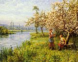 Fishing Canvas Paintings - Country Women after Fishing on a Summer's Day
